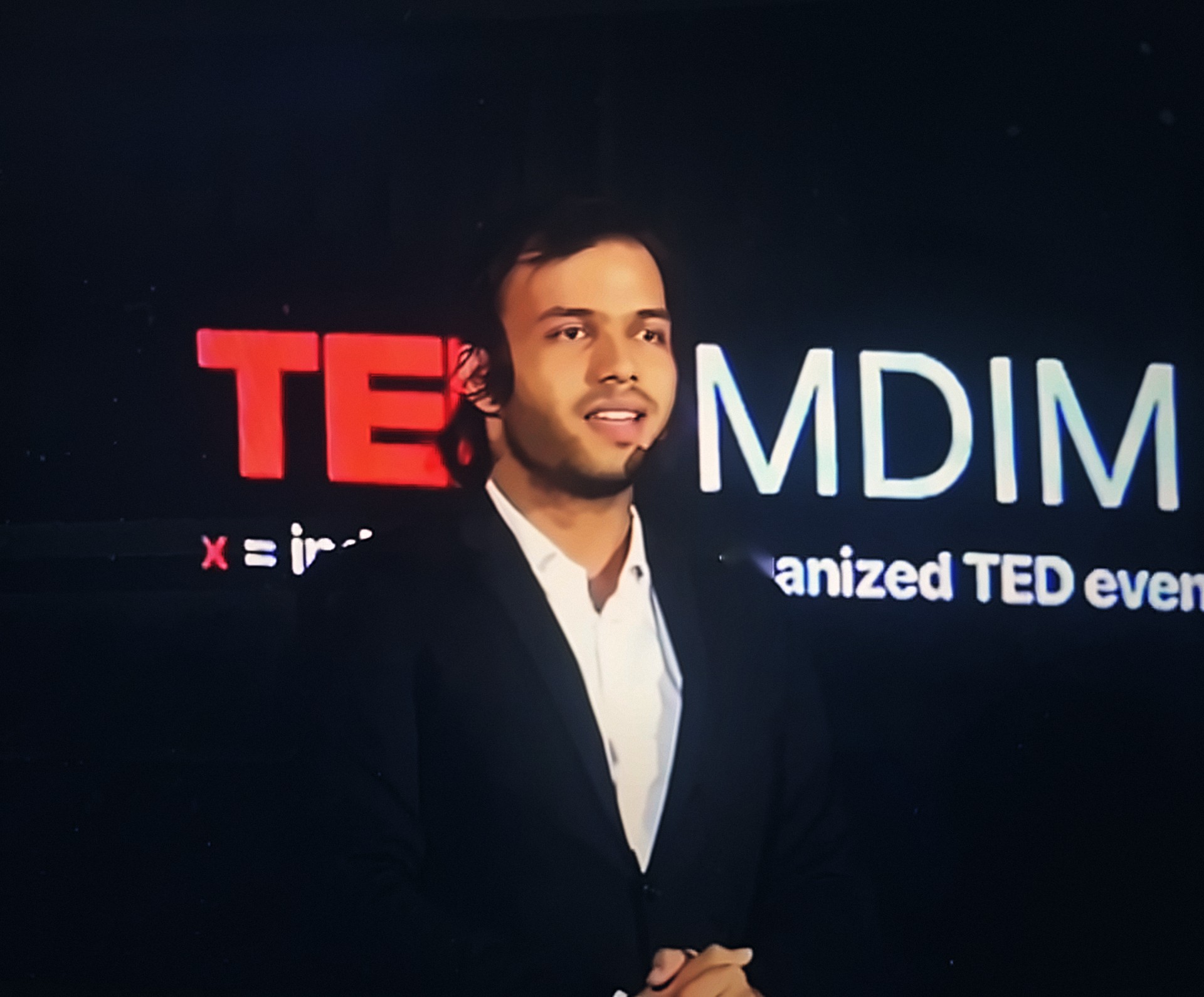 Swarnava speaking at TEDxMDIM